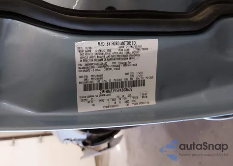 2009 Mercury Grand Marquis Ls (Fleet Only) from USA, damaged, VIN 2MEHM75V59X608632